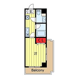 アルビオン宮地 1Kの間取図画像