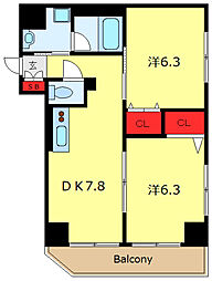 Papillon 2DKの間取図画像