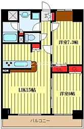 サンクレール荒川ブランガーデン 2LDKの間取図画像