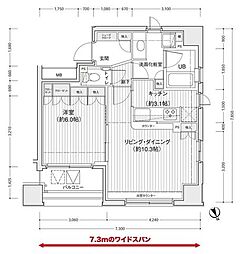 ドゥーエ銀座イースト2 1LDKの間取図画像