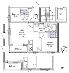 IPSE白金 2LDKの間取図画像