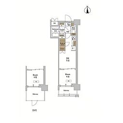 RJRプレシア蒲田 1DKの間取図画像