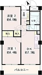 パステル中野 2DKの間取図画像