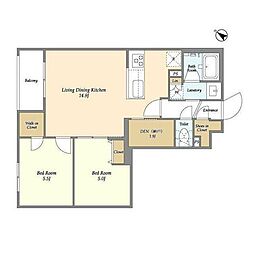 AZURETERRACE目黒祐天寺 2SLDKの間取図画像