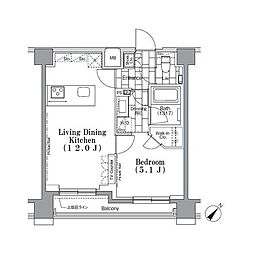 ONEROOFFLAT月島 1LDKの間取図画像
