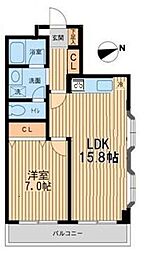 グリーンヒルズ芦花 1LDKの間取図画像