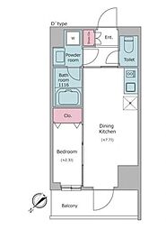 RESIDIA都立大 1DKの間取図画像