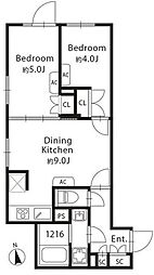 GRANPASEO目黒西小山 2DKの間取図画像