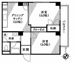 ファミール築地 2DKの間取図画像