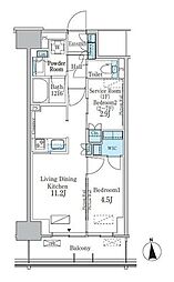 パークアクシス新宿百人町 2LDKの間取図画像