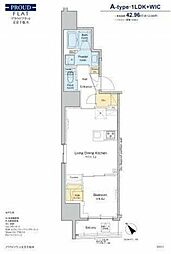プラウドフラット文京千駄木 1LDKの間取図画像