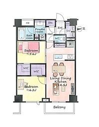 オープンレジデンシア広尾ザ・ハウスサウスコート 2LDKの間取図画像
