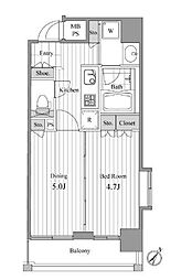 NCRe新宿中央公園 1DKの間取図画像