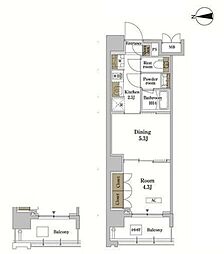 RJRプレシア蒲田 1DKの間取図画像