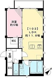 Lacine北新宿 1LDKの間取図画像