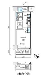 アジュールテラス日本橋浜町 1Kの間取図画像