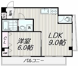 カントーパレス 1LDKの間取図画像