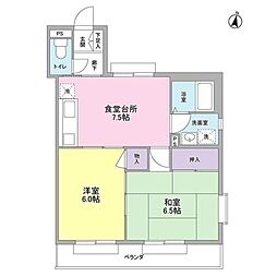 リリーベール 2DKの間取図画像