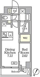 アジールコート三宿テラス 1DKの間取図画像