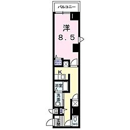 フレスクーラ神楽坂 1Kの間取図画像