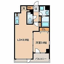 ブラントーレ哲学堂 1LDKの間取図画像