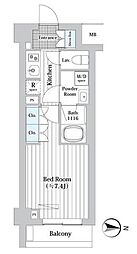 プレール・ドゥーク新宿West 1Kの間取図画像