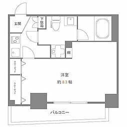 AXAS白金台 1Kの間取図画像