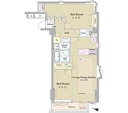 神楽坂南町ハウス 2LDKの間取図画像