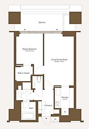 麻布台ヒルズレジデンスA 1LDKの間取図画像