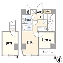 リトルズトーン目白下落合 2DKの間取図画像