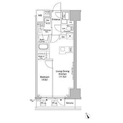 ザ・パークハビオ日本橋茅場町 1LDKの間取図画像