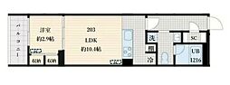 フレア島津山 1LDKの間取図画像