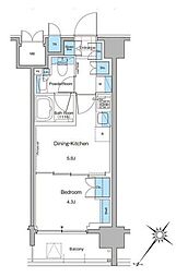 ルフォンプログレ西大井プレミア 1DKの間取図画像