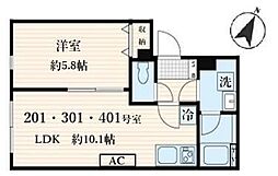 アラート菊川 1LDKの間取図画像