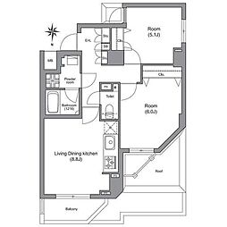LUXURYAPARTMENT白金 2LDKの間取図画像