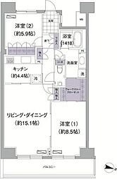 アビティ目黒 2LDKの間取図画像