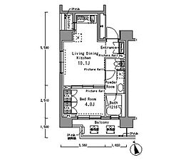 パークアクシス渋谷桜丘WEST 1LDKの間取図画像