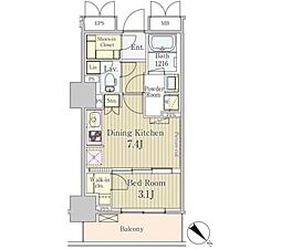 パークアクシス御茶ノ水 1DKの間取図画像