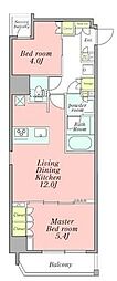 CRESTCOURT新宿山吹町 2LDKの間取図画像