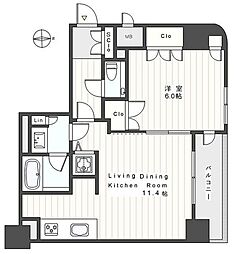 ポレスター千代田御茶ノ水 1LDKの間取図画像