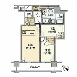 ブリリアザ・タワー東京八重洲アベニュー 2LDKの間取図画像