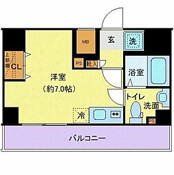 CREVISTA大井町 ワンルームの間取図画像