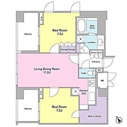 ランテンヌ四谷 2LDKの間取図画像