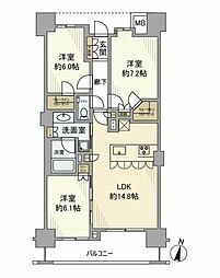 アトラス品川中延 3LDKの間取図画像