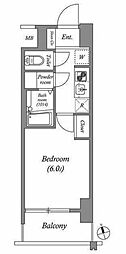 ディームス品川南大井 1Kの間取図画像