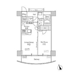 PARKFLATS芝浦 1LDKの間取図画像