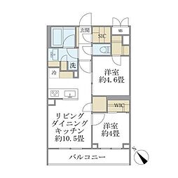 ラペルラ目黒東山2 2LDKの間取図画像