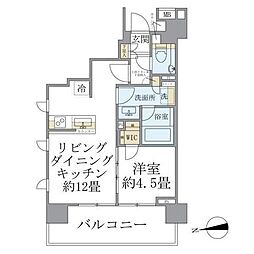 ウエリス六本木 1LDKの間取図画像