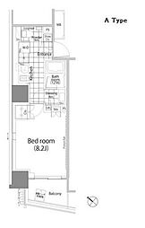 パークハビオ赤坂タワー 1Kの間取図画像
