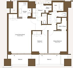 麻布台ヒルズレジデンスA 2LDKの間取図画像